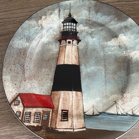 Plate SET of 4 Sakura by Oneida David Carter Brown "By The Sea" Lighthouses - Picture 7 of 7